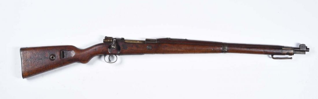 German Model KAR98 Bolt Action Military Rifle.**: Serial No. 7841. Mismatched bolt. Receiver is stamped "Erfurt 1917". This is considered the German model 98A carbine. Caliber 7.92mm. All metal is a brown patina. Wood is very good with the usual ding