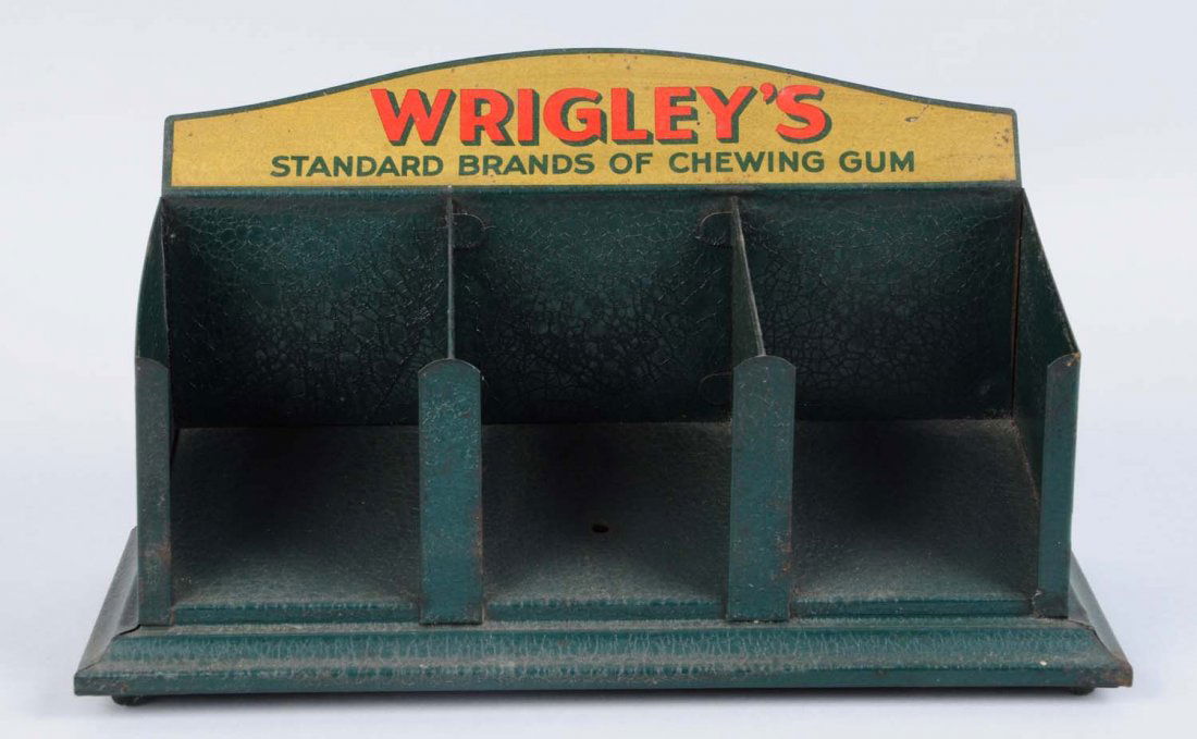 Wrigley's Tin Chewing Gum Display.: This Wrigley's display has only minor overall wear. Condition (Very Good Plus). Size 9 - 1/2" L.