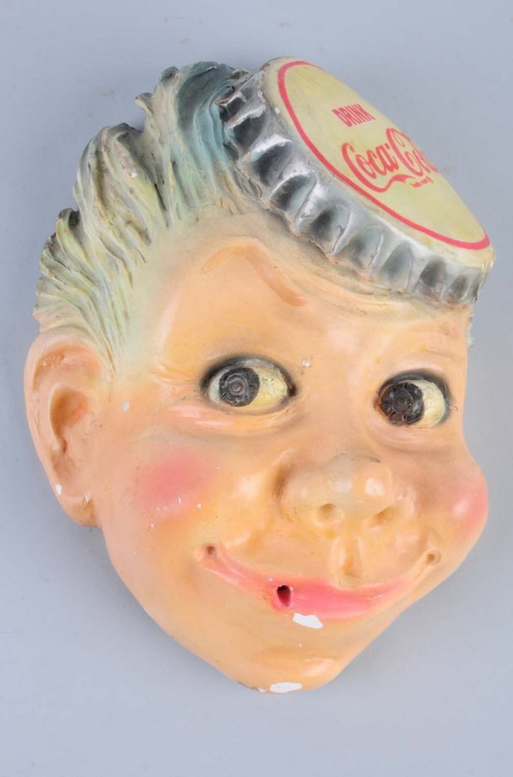 Coca-Cola Sprite Chalk String Holder.: This chalk Sprite Boy string holder has a few flakes to his lip and chin. Tiny nicks elsewhere. Condition (Very Good). Size 9" L.