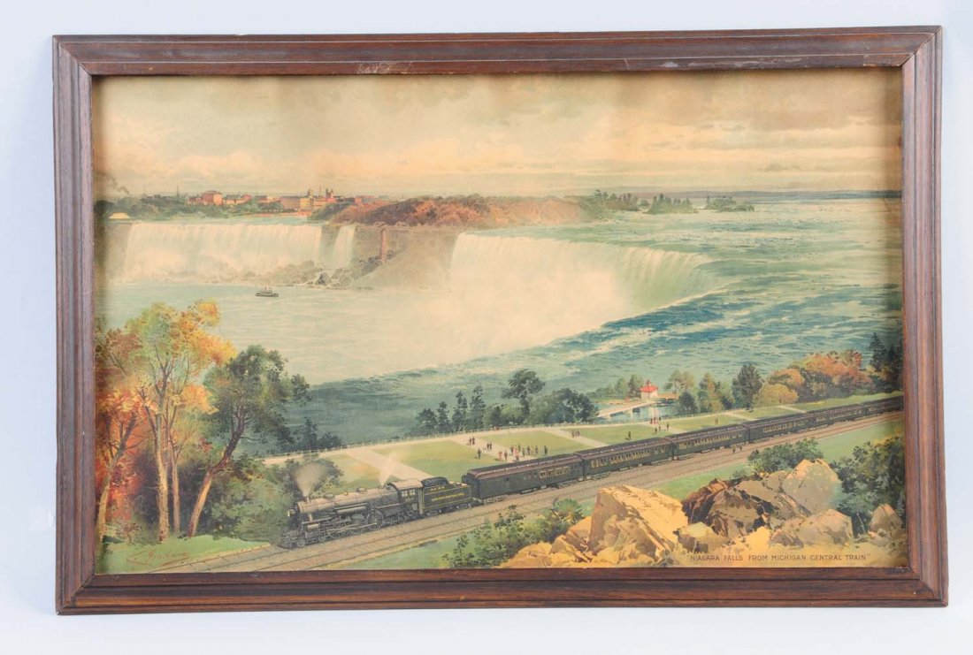 Charles Graham Niagara Falls Print.: This print has some soiling. It advertises the Michigan Central Railroad. Condition (Very Good). Size 26" L.
