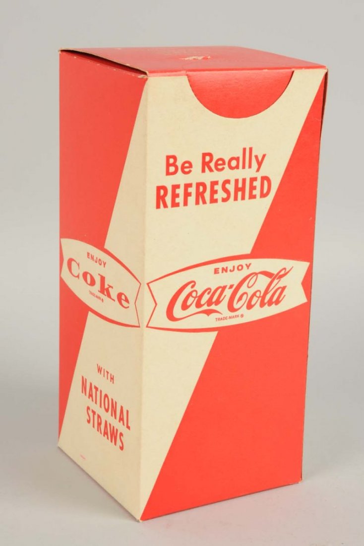 1960s Coca-Cola Straw Box.: Tiny clean cut in top. Condition (Near Mint). Size 8 - 3/4" T.