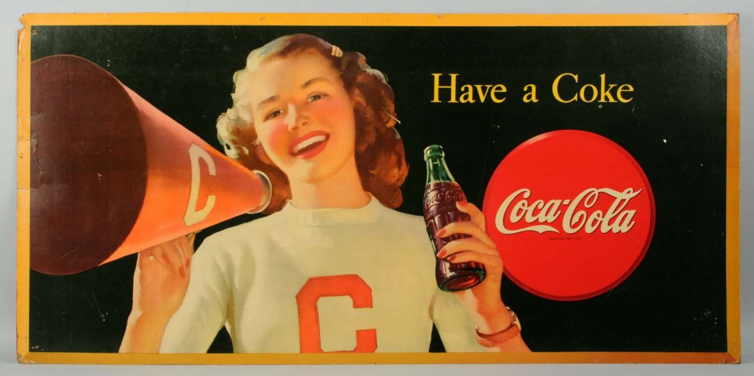 1946 Large Coca-Cola Posters.: A few strong bends and closed tears with staple holes at borders and elsewhere and small marks and wear. Condition (Very Good). Size 56 - 1/2" x 27 - 1/2".