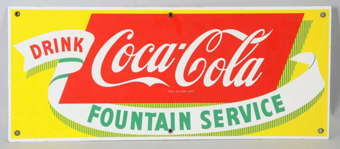 1950s Coca-Cola Porcelain Kick Plate.: Beautiful! Condition (Near Mint). Size 11 - 3/4" x 28".