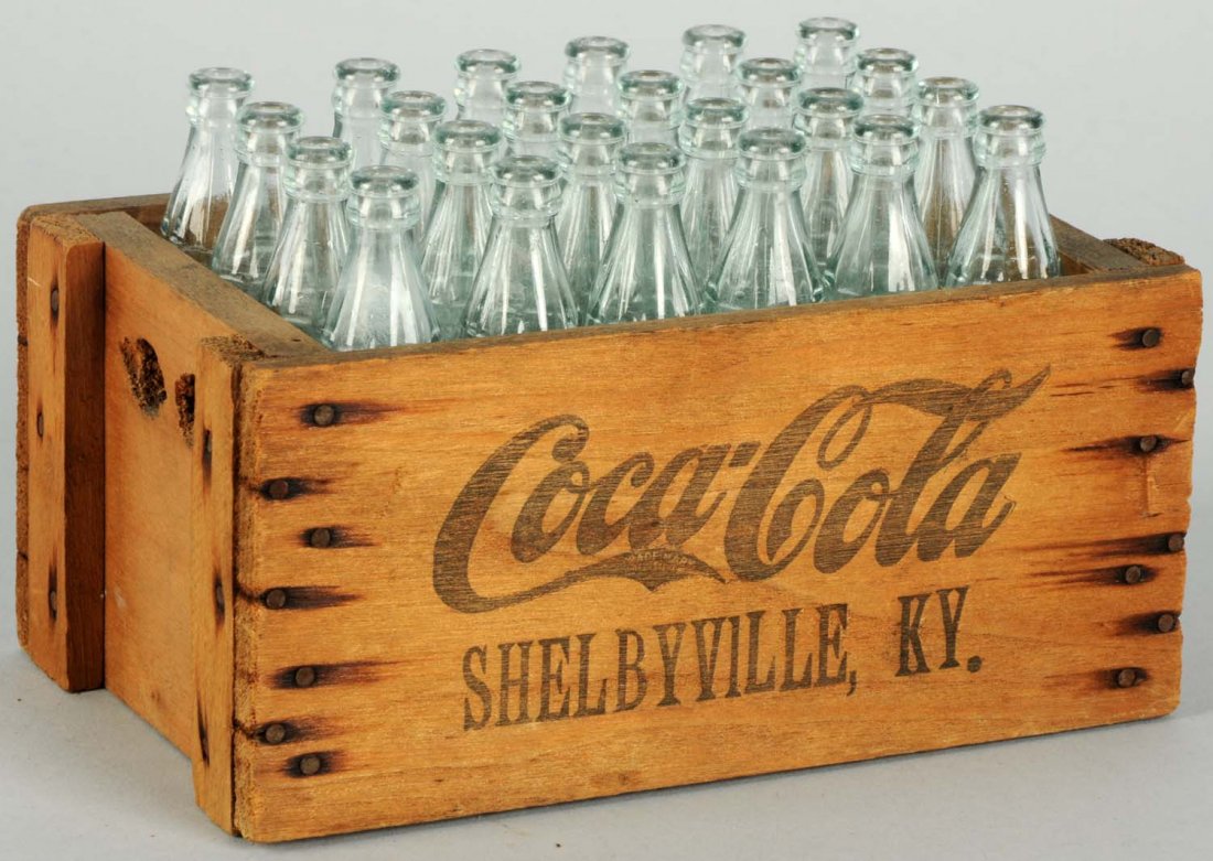 1920's-30's Coca-Cola Sample Toy Case.: Marked Shelbyville, KY. Bright and clean with stains at nail heads. Condition (Excellent). Size 6 - 1/4" L.