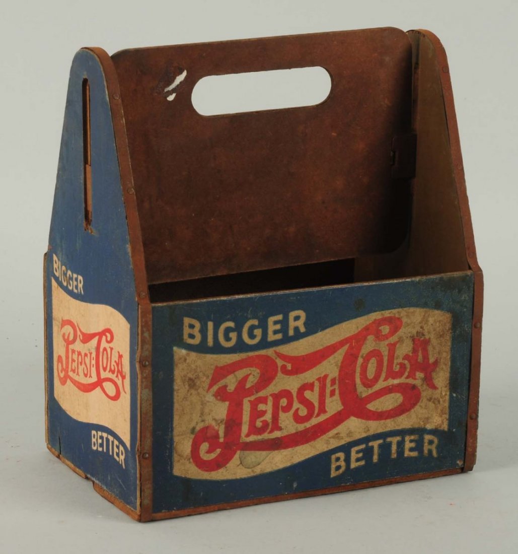 1940s Pepsi-Cola Wood & Masonite Carrier.: Great colors all around with medium soiling and darkening. Condition (Very Good Plus). Size 9 - 3/4" T.