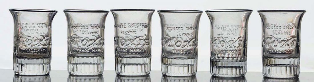 Lot of 6: Embossed Moxie Glasses in Box.: Circa 1910s to 1920s. All are strongly embossed on both sides with no wear. Condition (Near Mint). Size Each: 4" T.