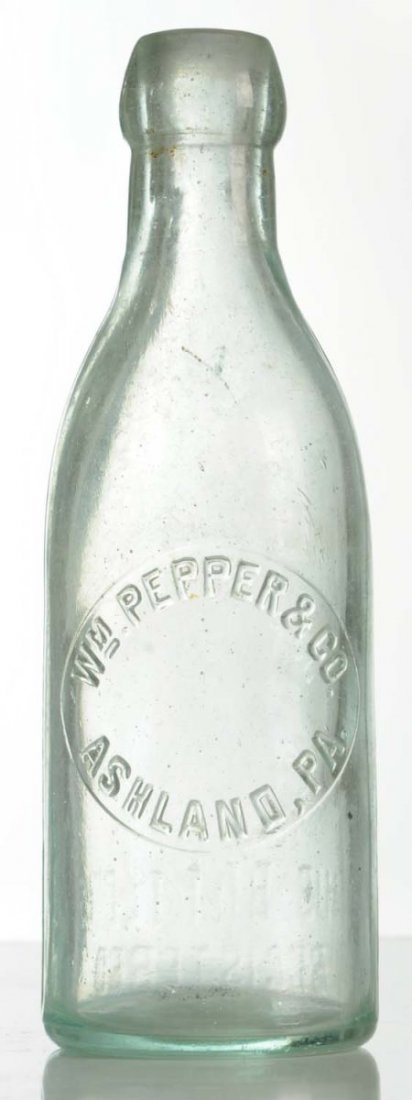 Squatty Wm. Pepper & Co. Hutch Style Bottle.: C. 1905 from Ashland Pa. and the Pepper find. Little wear noted. Condition (Near Mint). Size 7 - 1/2" T.