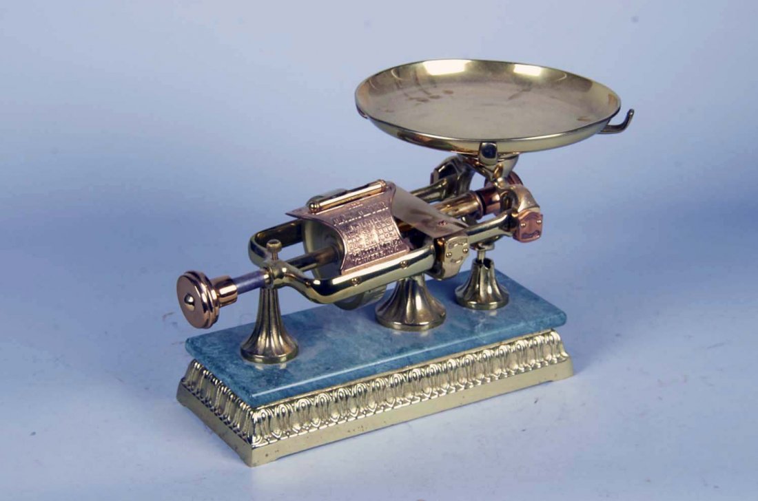 Early Brass Micrometer Scale with Marble Base: By the Dodge MFG. Co. Yonkers, N.Y., Patented 1892-1903. Condition (Excellent). Size 13" x 5-1/2" x 10"