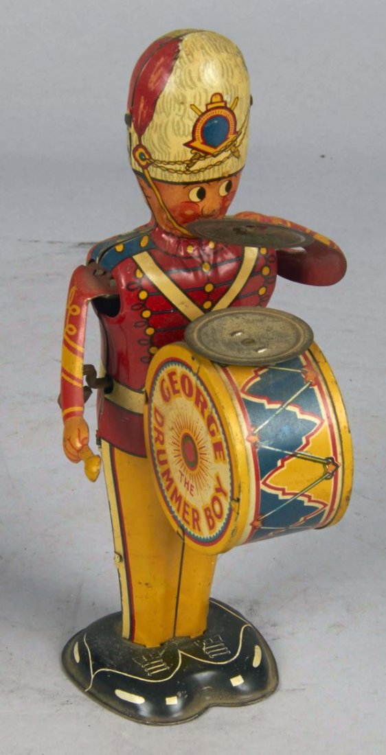 Marx Toys George The Drummer Boy: Tin Litho Wind-Up Toy w/ Winding Key , Works ok Condition Very Good Size 9" Tall