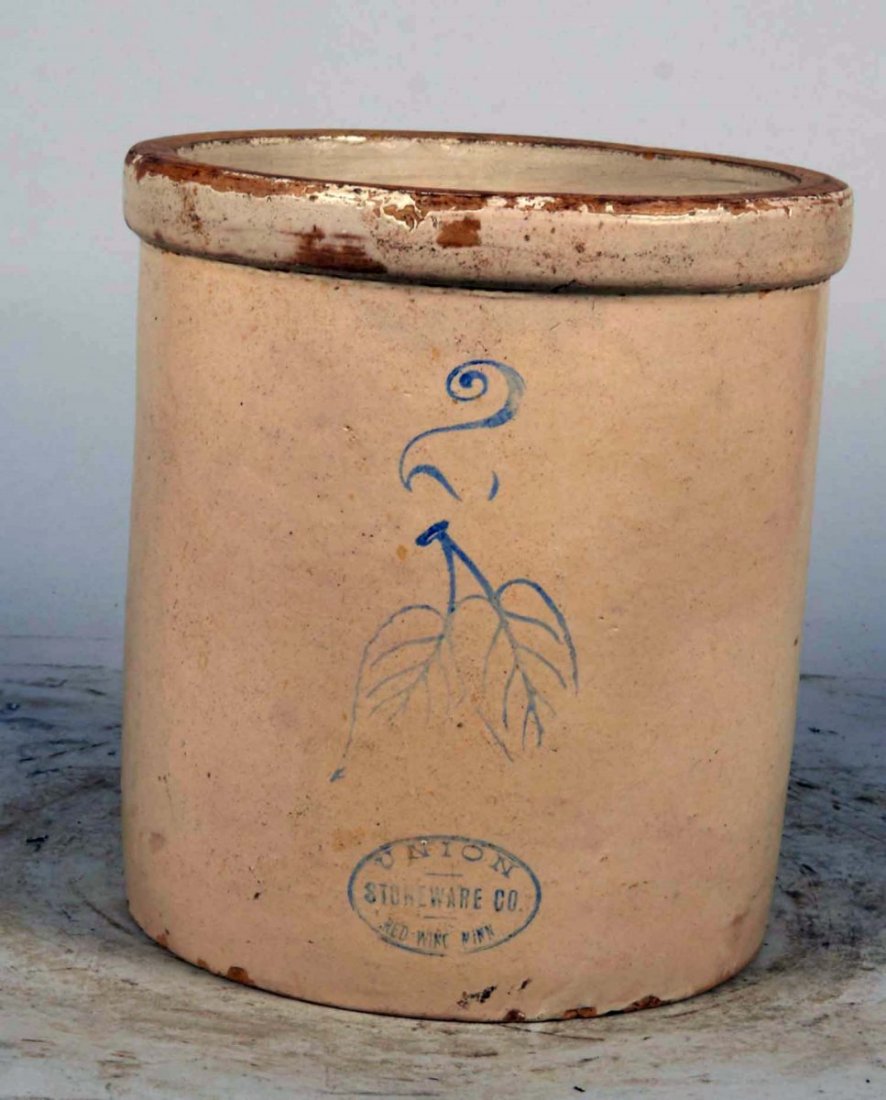 No. 2 Red Wing Stoneware Crock: Manufactured by the Union Stoneware Co. of Red Wing, Minnesota. Condition (Excellent). Size 10-1/8" x 9-1/2" in diameter