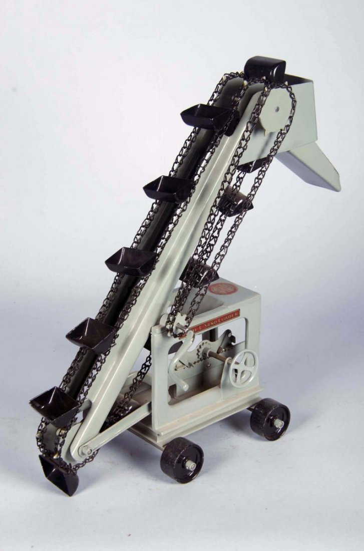 Pressed Steel Buddy L Sand Loader Toy: Grey and black, circa 1920s. Condition (Excellent). Size 20" L.