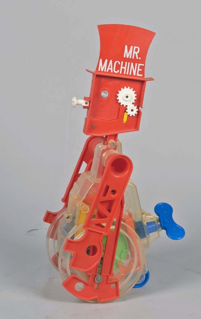 Ideal Mr. Machine Clear Plastic Wind-Up Toy Robot: Pat. no. 3763734 circa 1961 and 1976 by Ideal Toy Corp. Hollis, N.Y. In working condition. Condition (Good). Size 17" T.