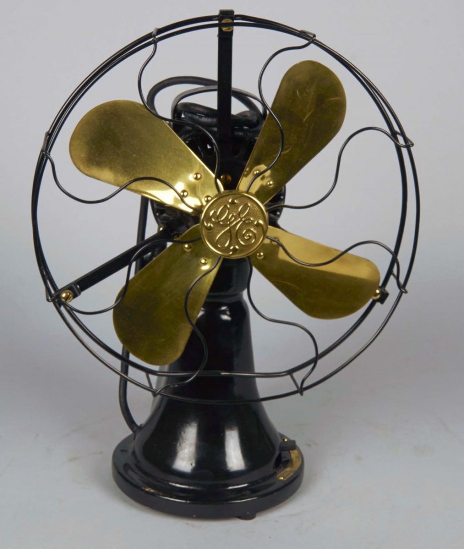 General Electric 5 Cent Coin-Op Fan: c1920s by National Prepayment Fan Co., Vincennes, Ind., Serial No. C5531-11, Restored, Cord has been replaced, w/key Condition Excellent Size 18.5" x 13" x 7.5"