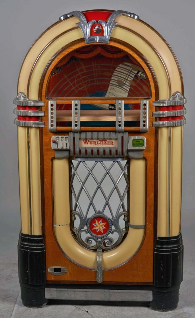 Coin-Op Wurlitzer Model 1015 Phonograph Jukebox: Coin-Op Wurlitzer Model 1015 Bubbler Phonograph Jukebox c1946-7, Played 78 RPM records, Case only (no player), Incomplete