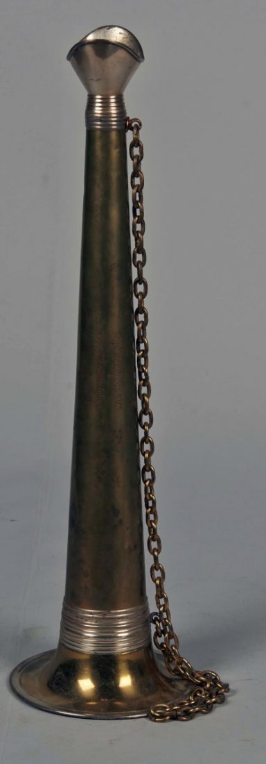 Early Brass Ship's Speaking Trumpet: Engraved "John Leadbedter, Jr. to Capt. Theodore Julius", Possibly the same Theodore Julius aboard the U.S. Civil War Era ship "Tonawanda" Condition Very Good Size 18" long