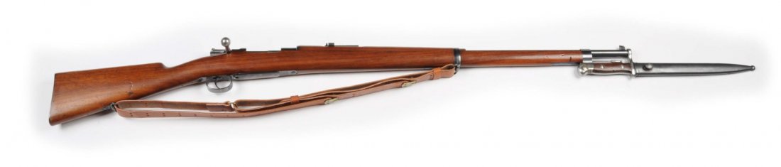 Near New Chilean Model 1895 Mauser.**: Serial # K7280 This is a standard rifle chambered for the 7x57mm cartridge. Barrel measures 29.60". Has matching number on frame, stock, bolt, bolt handle, and trigger guard. Rifle retains virtually a