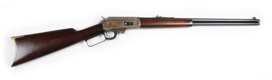 Marlin Model 1893 Lever Action Rifle.**: Serial # A618 Rifle has a 24" full round barrel (2" cut off end), full magazine, rifle style buttplate, Marbles adjustable rear sight, chambered for the .30-30 cartridge. The barrel and tube retains a