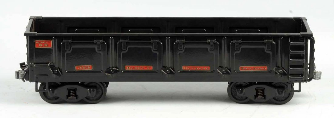 Pressed Steel Buddy L Railroad Side Dump Gondola.: Contemporary car is all original. Complete and unplayed with condition. Condition (Near Mint). Size 21" L.