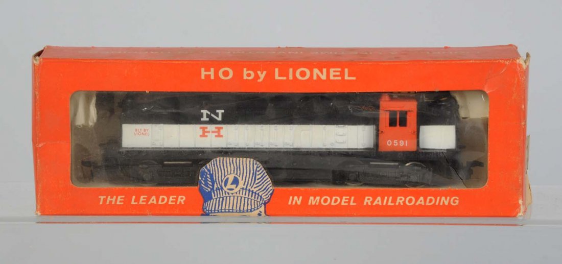 Lionel 0591 HO New Haven Rectifier OB.: Locomotive is complete, all original, very clean, and attractive. Comes with original instruction sheet. Original box with insert has one end that is tattered and torn. Condition (Excellent).
