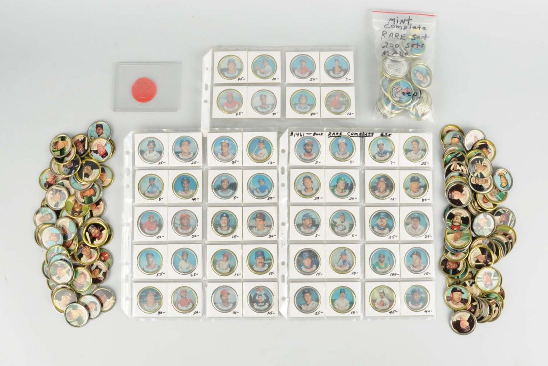 1970's & 80's Topps Metal Baseball Coins.: Approximately 100. Most are from 1970 and from the 1987 series. The 1970 series includes hall of famers Mickey Mantle, Ed Mathews, Frank Robinson, Ernie Banks, and others. The 1987 series include Mike