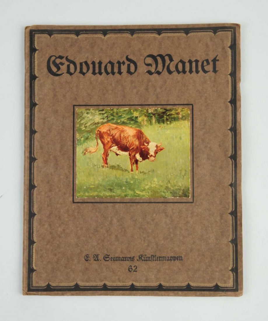 Edouard Manet Art Folio.: This circa 1921 Manet folio was published in Germany. It includes eight color prints. Condition (Excellent). Size 13" L.