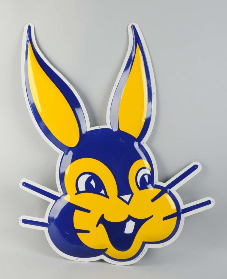 1960’s Embossed Die Cut Tin Bunny Bread Sign.