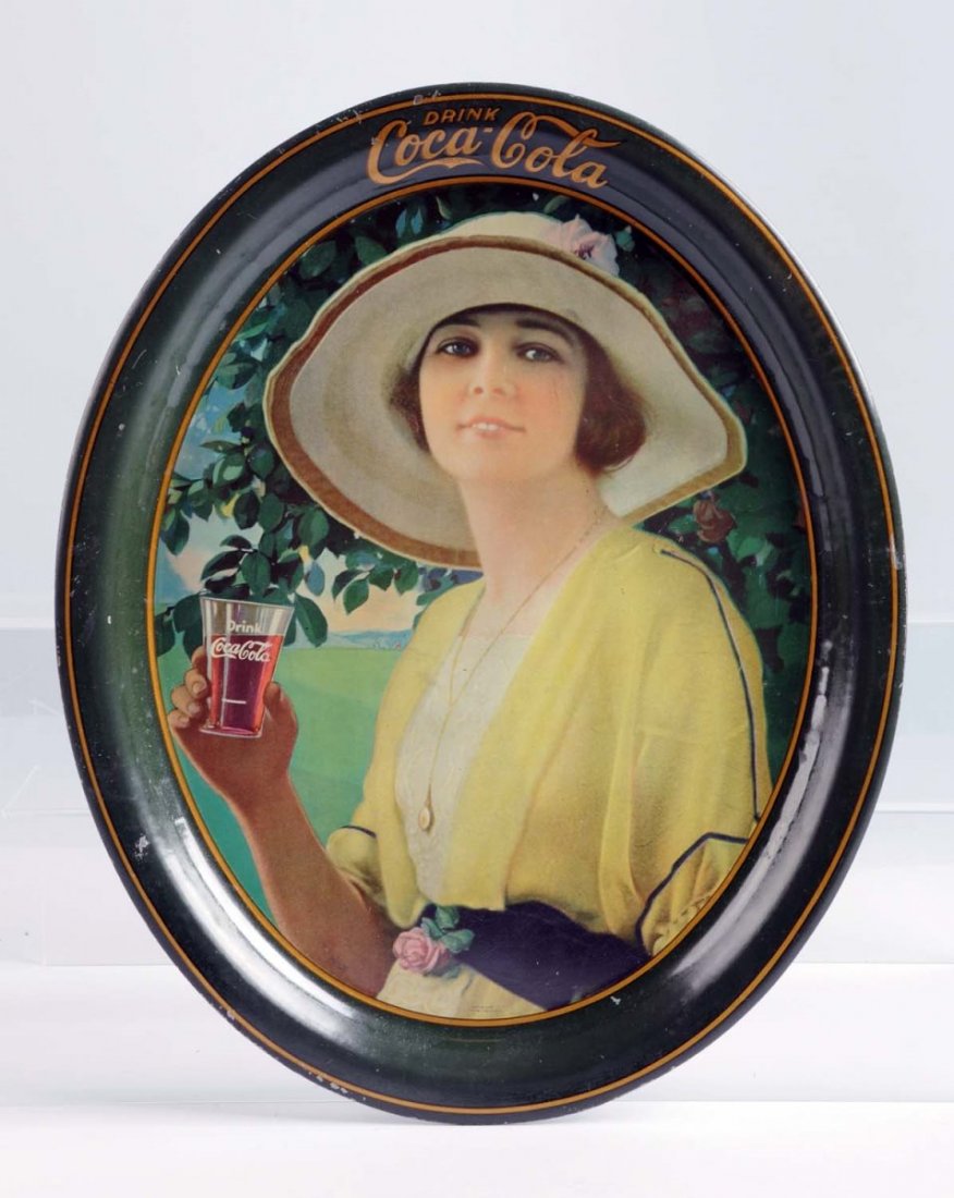 1920 Coca-Cola Tin Serving Tray.: This tray has moderate edge wear and a few other nicks here and there. Condition (Very Good). Size 16 - 1/2" L.