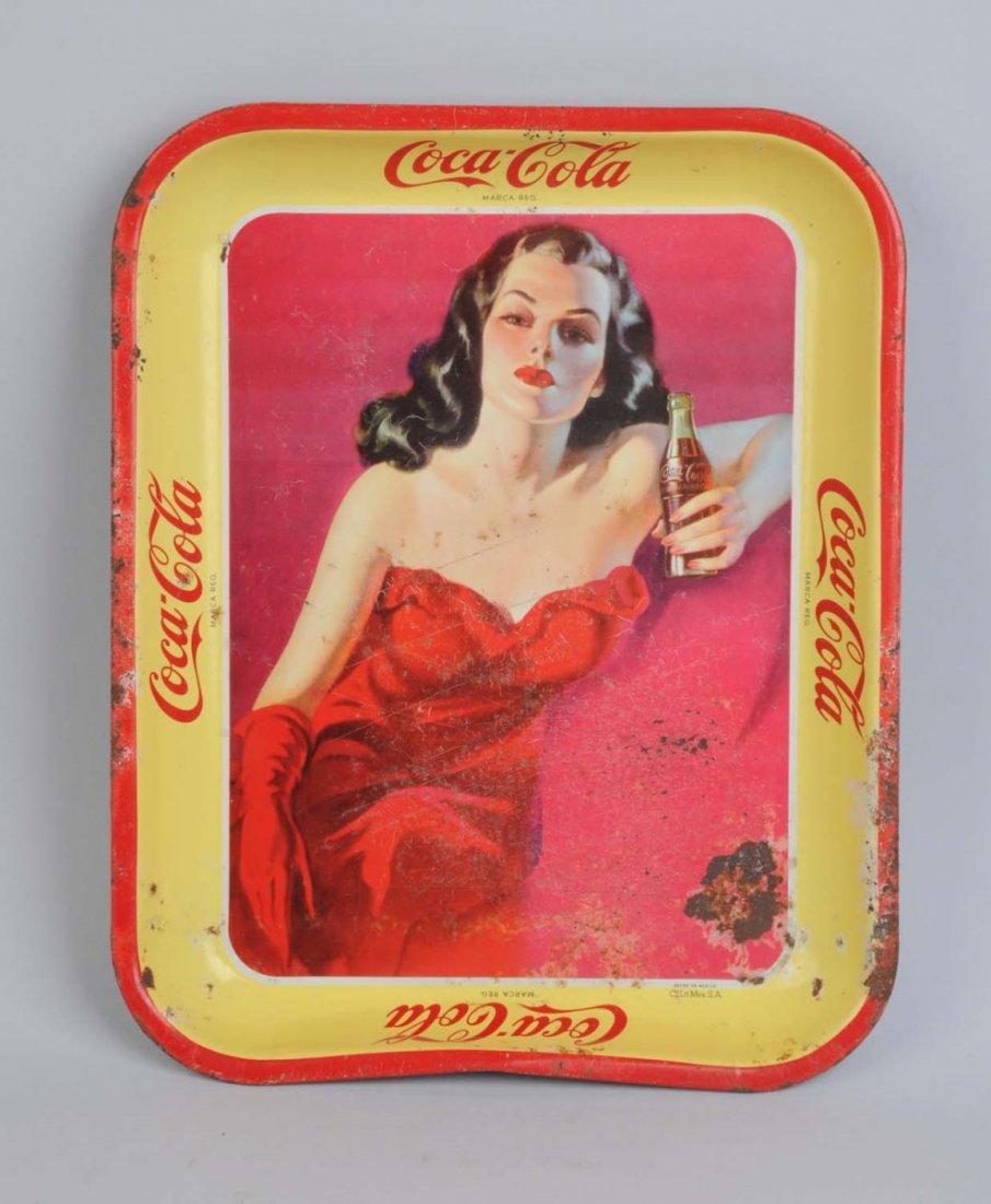 1950's Spanish Coca-Cola Serving Tray.: This tray has heavy wear and some substantial rusting. Condition (Poor). Size 10 - 1/2" x 13".