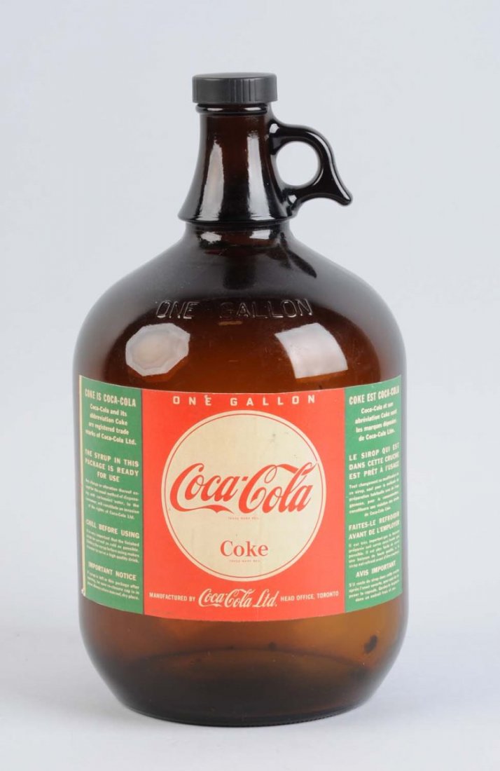 Coca-Cola One Gallon Jug.: Nice jug with beautiful clean label. Condition (Excellent). Size 12" T.