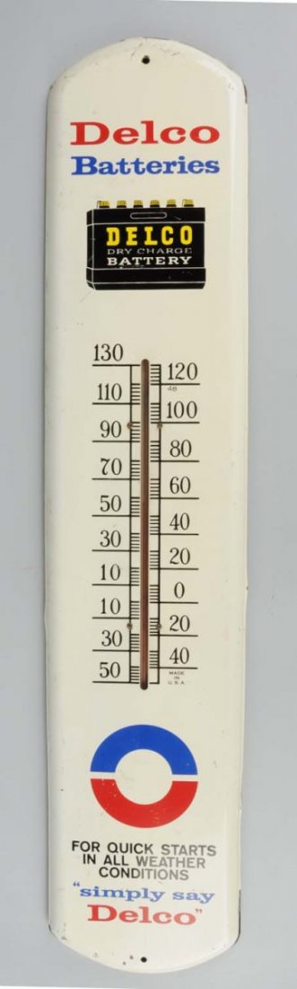 Delco Battery Thermometer: Good condition with light wear and scratches. Tube is good. Condition (Rated 8.75). Size 38 - 3/4" x 8".