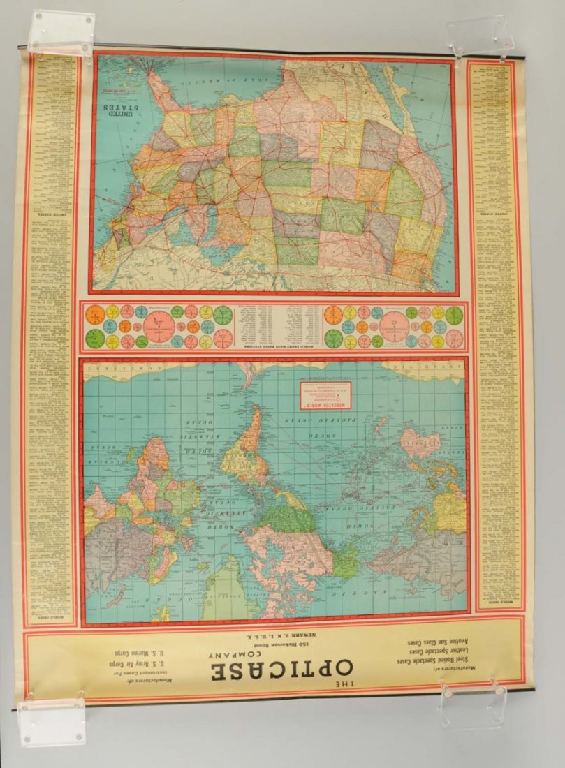 Lot of Maps & Posters.: This lot includes an Opticase Map, several 1970's travel posters and other items. Condition (Very Good). Size Largest: 52" x 20".