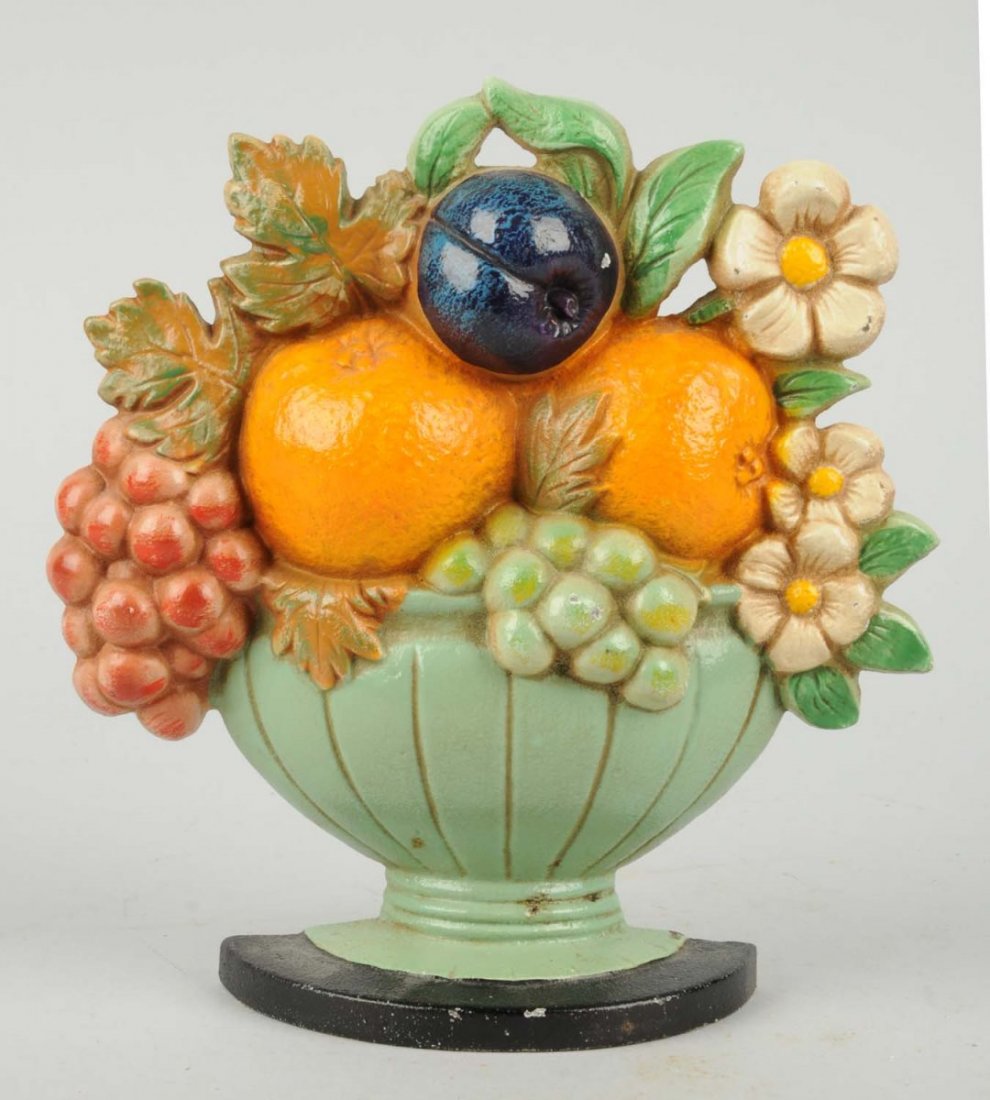 Cast Iron Fruit Bowl Doorstop.: Hubley, “456”. Condition (Near Mint). Size 7 - 1/2" T.