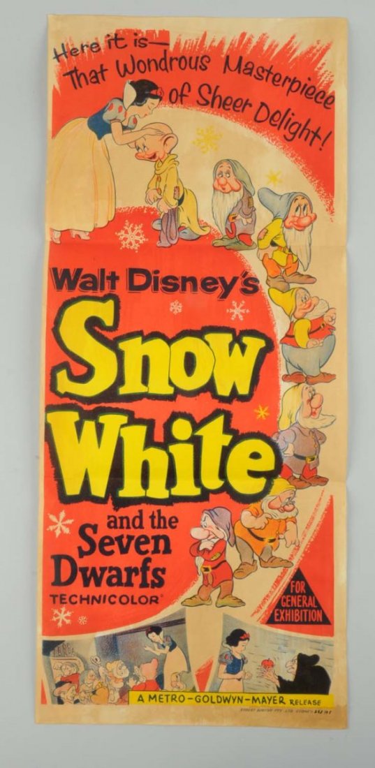 Snow White & 7 Dwarfs Poster.: Original Australian Snow White & Seven Dwarfs poster. Condition (Very Good). Size 30" x 13".