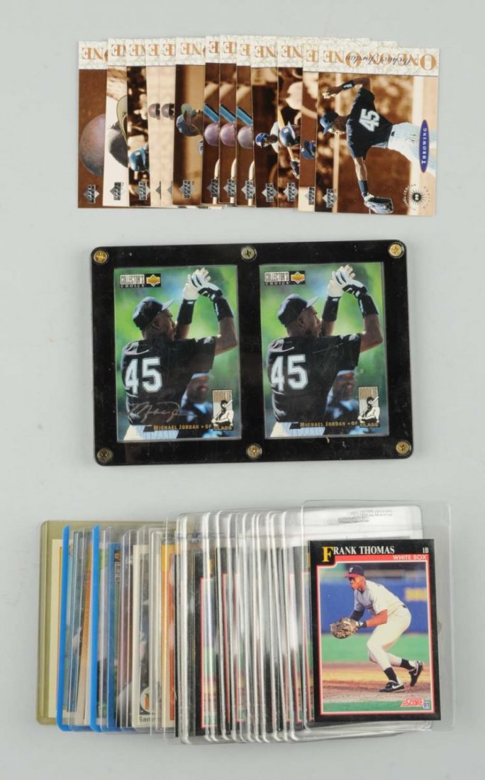 Lot Of 39: White Sox Players Baseball Cards.: Including 17 various Michael Jordan cards from when he played in the minor leagues for the Chicago White Sox in 1994, two Sammy Sosa cards, and 20 Frank Thomas cards including several rookie cards. Co
