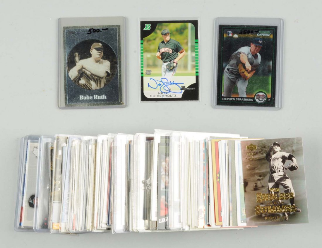 Lot Of Approx. 100: Classic Style Baseball Cards.: Contemporary. All within the last 15 years. There are a few jersey cards, retro cards (heritage type cards with old designs on new cards). Shows many Hall of Famers including Mickey Mantle, Babe Ruth,