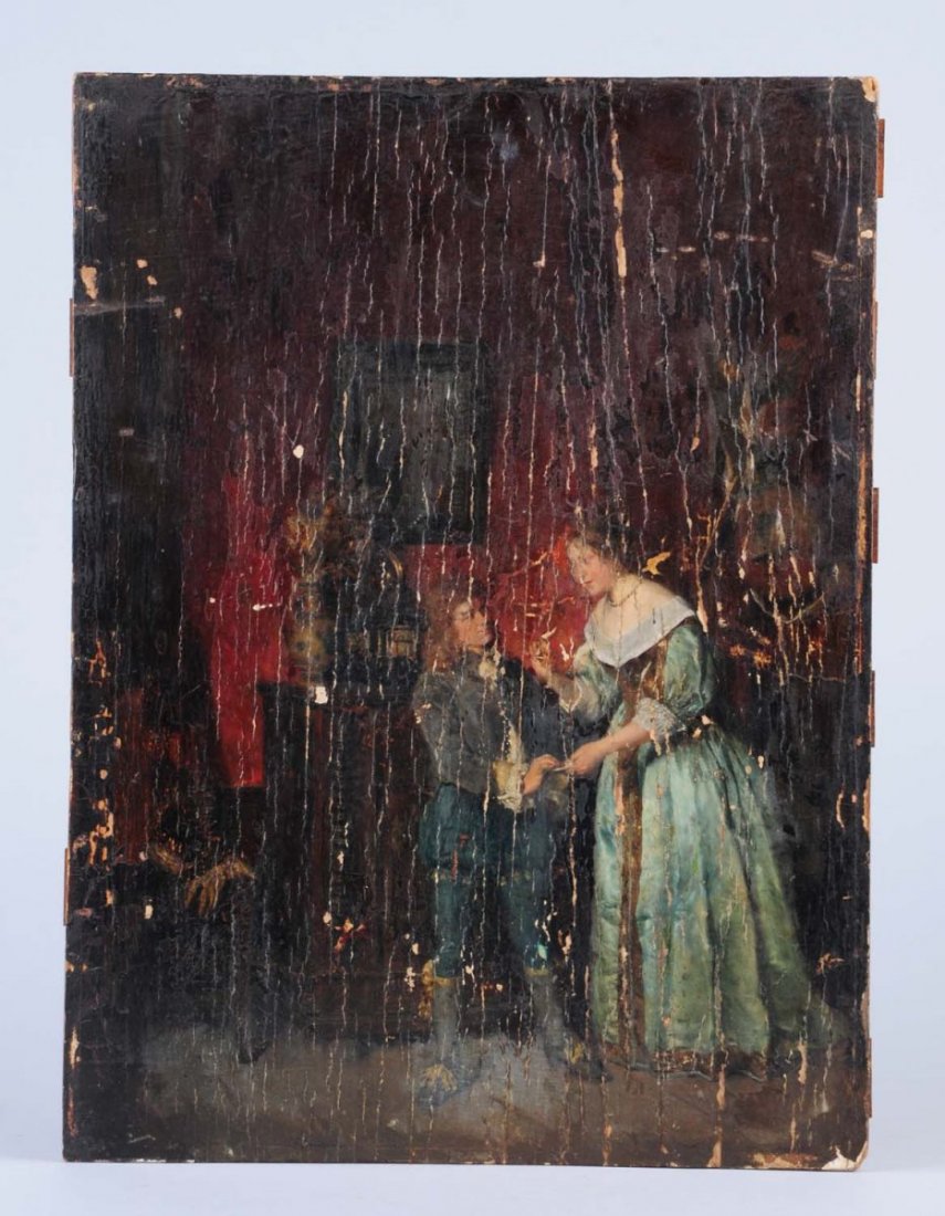 Dutch Old Master Painting.: Oil on cradled panel. Flaking, paint loss, and craquelure. Size 18" x 13 -1/2".