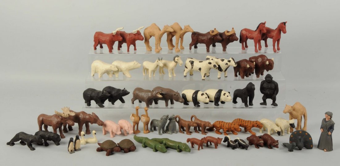 Large Lot Of Noah's Arks Animals.: Lot includes 58 animals, all of them paired. One of the animals has a broken leg. Appear to be made from a plaster. Condition (Very Good - Excellent).