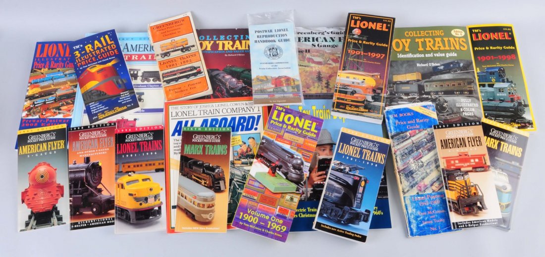 Large Assortment Of Books On Toy Trains.: The Toy Train Department, Electric Catalog pages from the Sears Christmas wish book, by Holland, soft cover in excellent condition. Greenberg's Guide to Early American Toy Trains, complete and in exce
