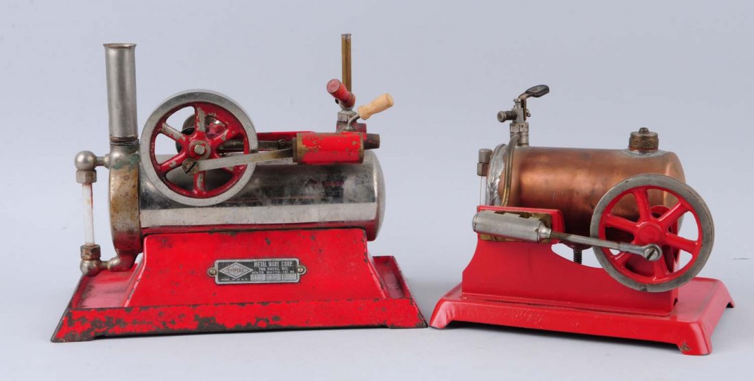Lot of 2: Vintage Steam Engines.: Empire steam engine. One unmarked steam engine. Electrically operated scratched and worn paint in good condition. Many parts have been repainted in good condition.