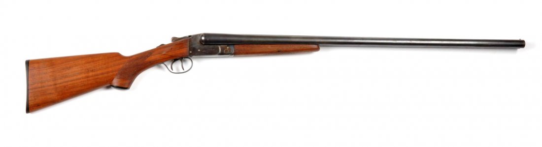 **LeFever Nitro Special 12 Ga. SxS Shotgun.: Serial # 347061 This old LeFever has 30" full choked barrels. Bright shiny bores with a small dent in the right tube. The barrel blue is 50 - 60% and original. Receiver shows some case colors in prote