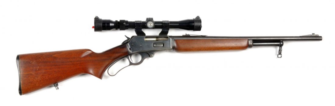 **Marlin Mod 336 .32 Special Lever-Action Rifle.: Serial # H54317 A few speckles of rust, blueing thinning at muzzel. Bushnell model scope. Walnut stock shows very few hits. Fine bore action.
