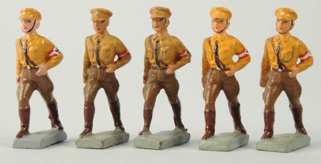 Lot Of 5: Lineol 7cm Marching SA Men.: Light wear on a couple of the figures. Condition (Very Good - Excellent).