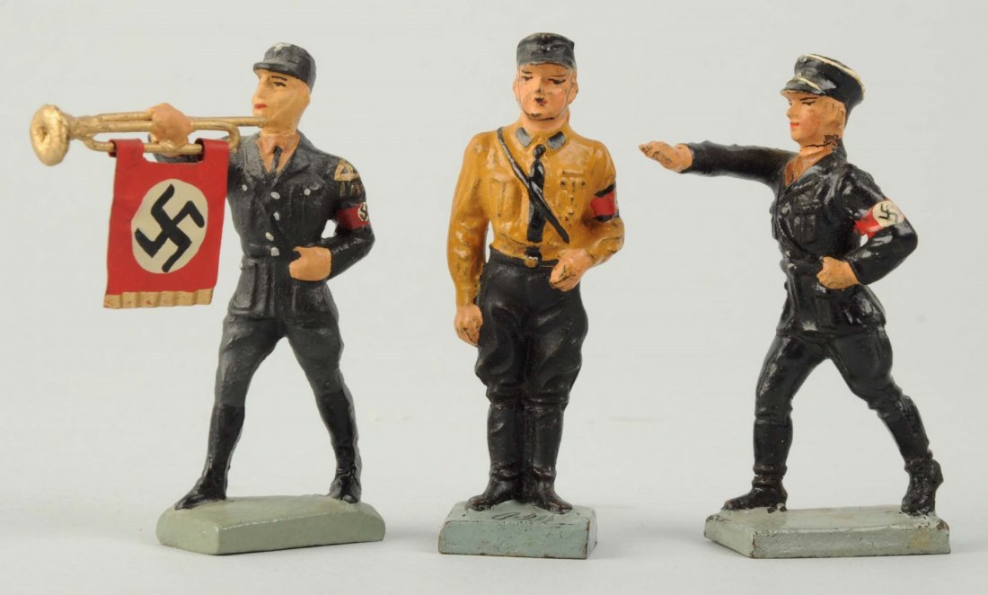 Lot Of 3: Lineol 7cm Political Figures.: Embellished on fanfare trumpeter. Condition (Very Good - Excellent).