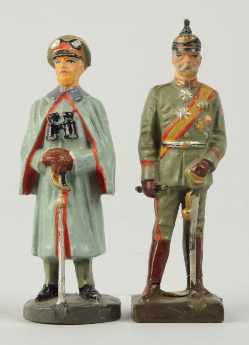 Lot Of 2: 7cm Personality Figures.: Lot includes: Lineol Hindenurg with original price sticker and Elastolin officer in great coat. Condition (Very Good - Excellent).