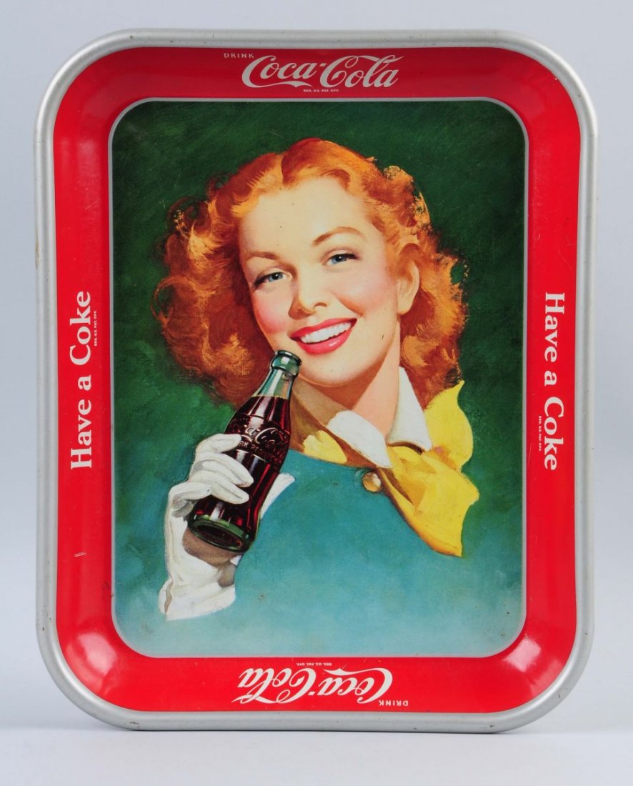 1950's Coca-Cola Serving Tray.: Light and uniform surface wear only. Condition (Excellent). Size 13 -1/4" L.