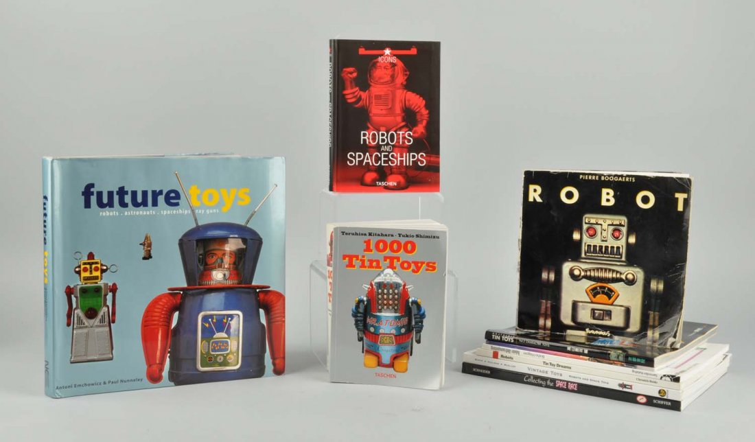 Lot Of 10: Space Toy & Robot Reference Books.: This lot includes ten reference books about space toys and robots. Condition (Excellent). Size Largest : 11" T.