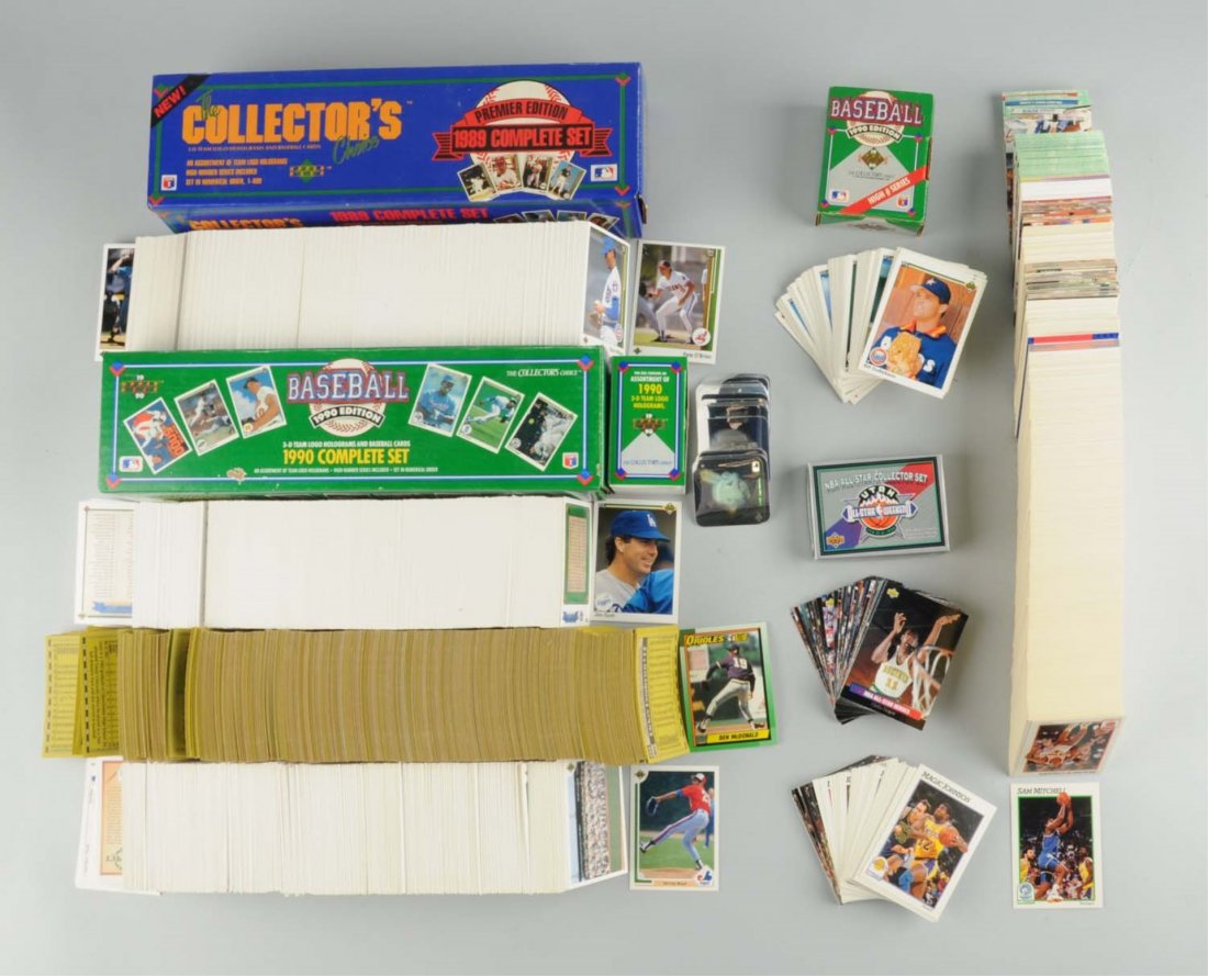Large Lot Of Cont. Baseball & Basketball Cards.: Including 1989 and 1990 baseball card sets, including Upper Deck and Topps. Look complete, but not guaranteed to be complete. Also basketballs cards, mostly Upper Deck from 1990's to present. Conditio