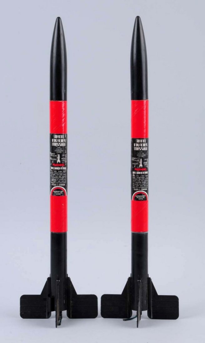 Lot Of 2: Giant Invader Missile.: Class 3. Slight wear to label. Condition (Very Good Plus). Size Each : 16" L.