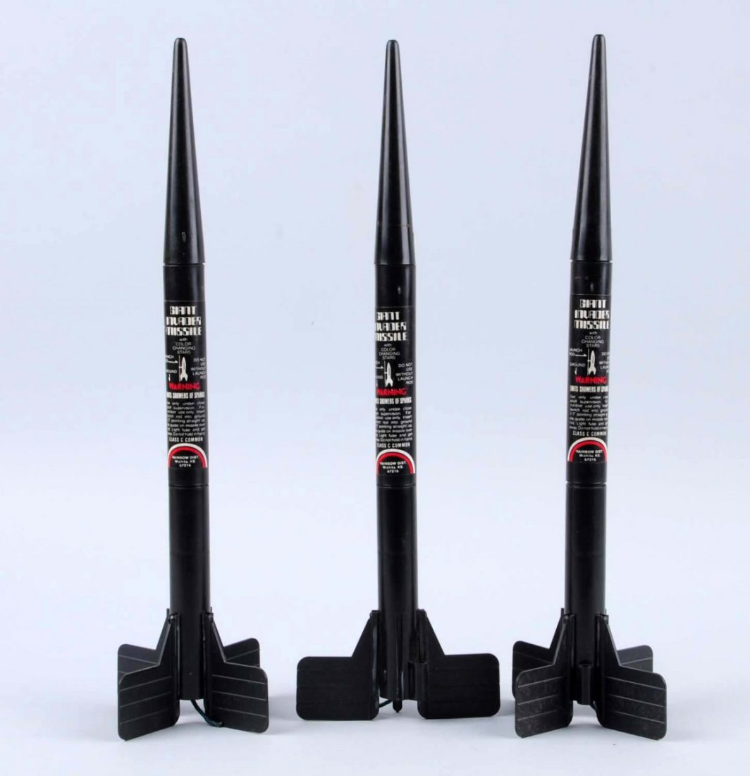Lot Of 3: Giant Invader Missile.: Class 3. Condition (Excellent). Size Each : 13 -1/2" L.