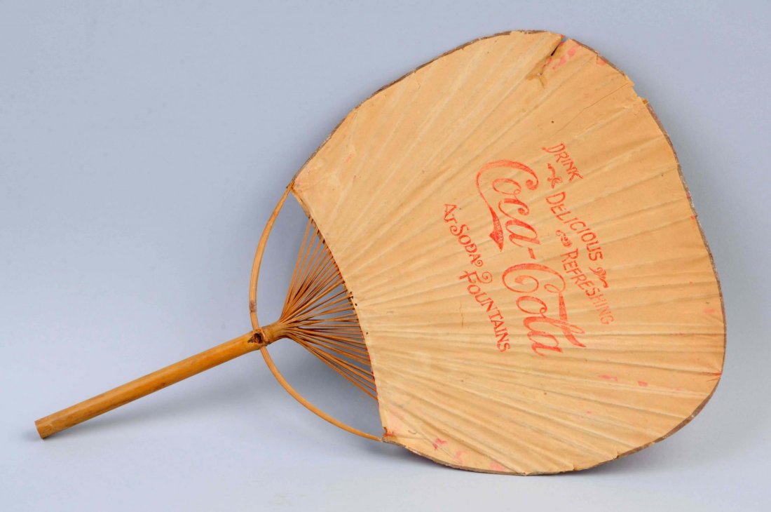Early Coca-Cola Paper & Rattan Hand Fan. (1 of 2)